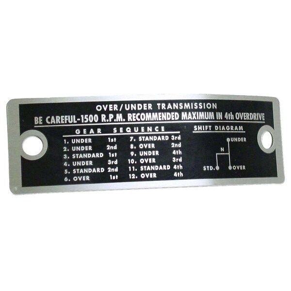 Aftermarket FDS395 Sherman Transmission Instruction Plate Fits Ford FDS395-STR - main